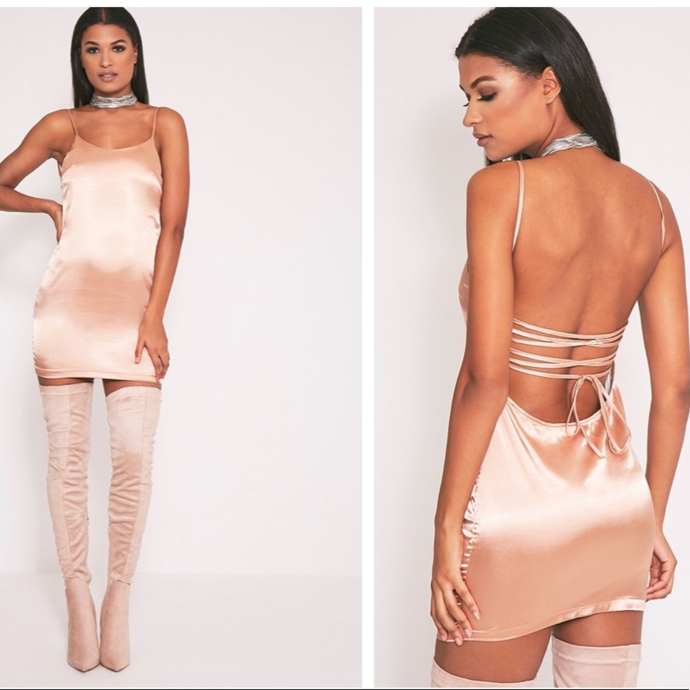 •PrettyLittleThing• nude slip dress
